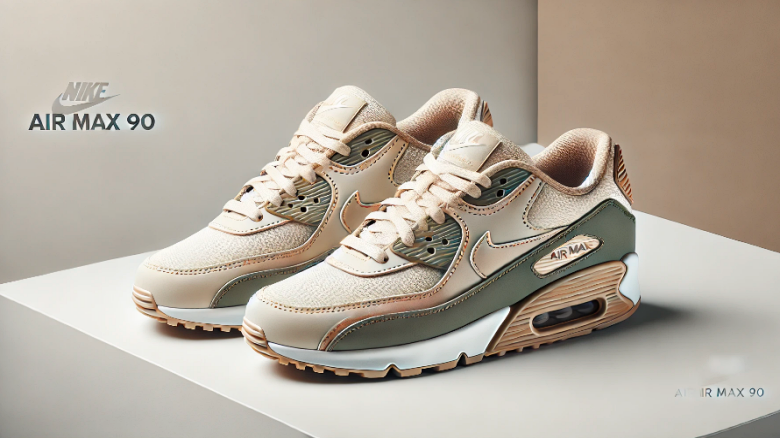 ベージュとセージグリーンのNike Air Max 90 LV8スニーカー