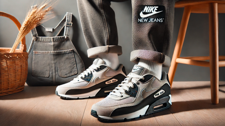  横長バナーのNike NewJeansコラボスニーカー「Air Max 90 LV8」