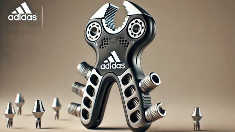 "An Adidas golf spike wrench, featuring a sleek ergonomic design with a durable grip and precision spike removal tips."